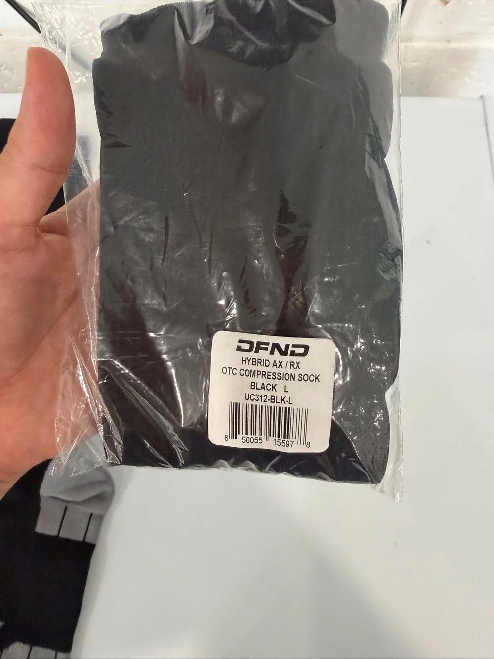 DFND Hybrid AX/RX Black Compression Athletic Socks with Gray Heel & Toe- 2 pairs